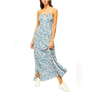 FREE PEOPLE‎ Bridgerton, Blue Floral Print Dress Medium